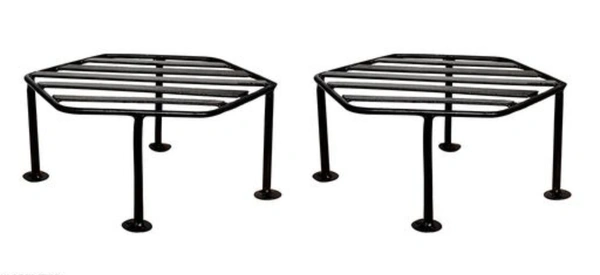 Hexagon Iron Planter Stand It is Suitable For Outdoor as Well as Indoor Pack of2 - Free Size, Black, Iron, Pack of 2, Hexagon